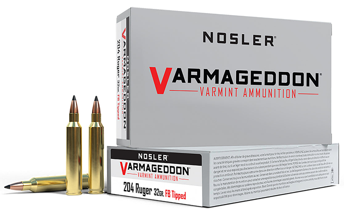 Nosler 65115 Varmageddon  204 Ruger 32 gr 4000 fps Flat Base Tipped (FBT) 20 Bx/10 Cs