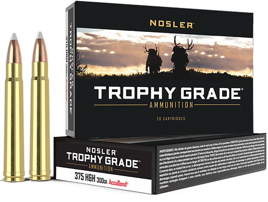 Nosler 60070 Trophy Grade  375 H&H Mag 300 gr 2400 fps Nosler AccuBond 20 Bx/10 Cs