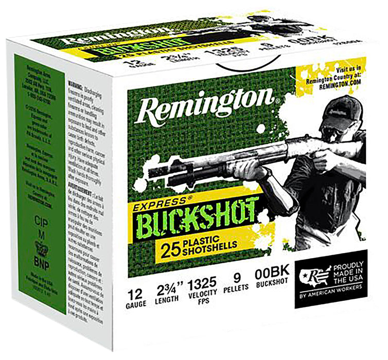 Remington Ammunition 20411 Express  12 Gauge 2.75" 9 Pellets 1325 fps 00 Buck Shot 25 Bx/10 Cs