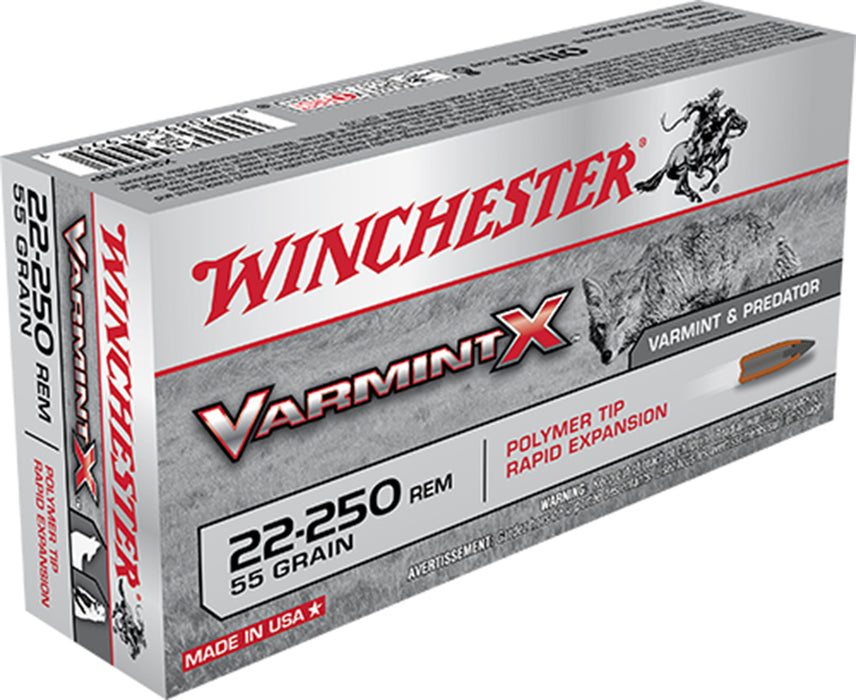 Winchester Ammo X22250P Varmint X  22-250 Rem 55 gr 3680 fps Polymer Tip Rapid Expansion 20 Bx/10 Cs