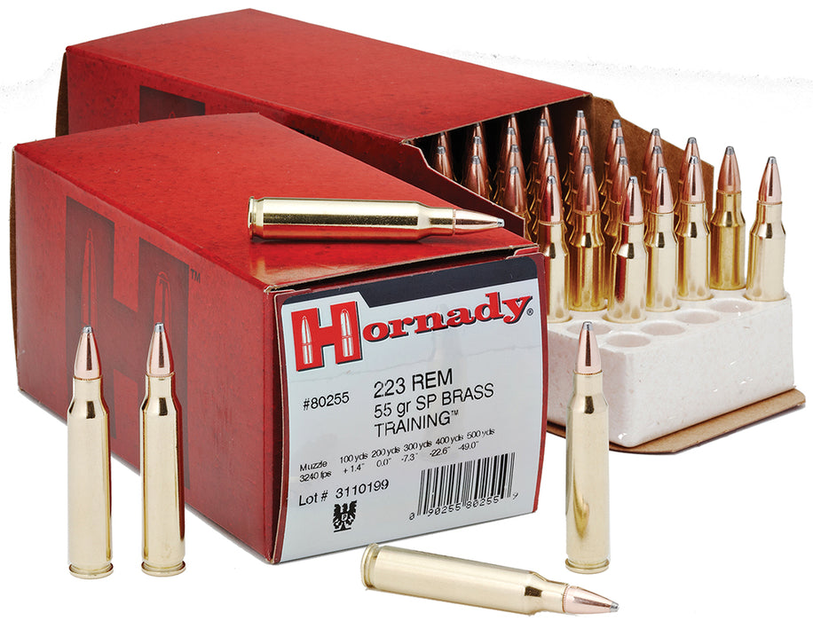 Hornady 80255 Custom  223 Rem 55 gr 3240 fps Spire Point (SP) 50 Bx/10 Cs