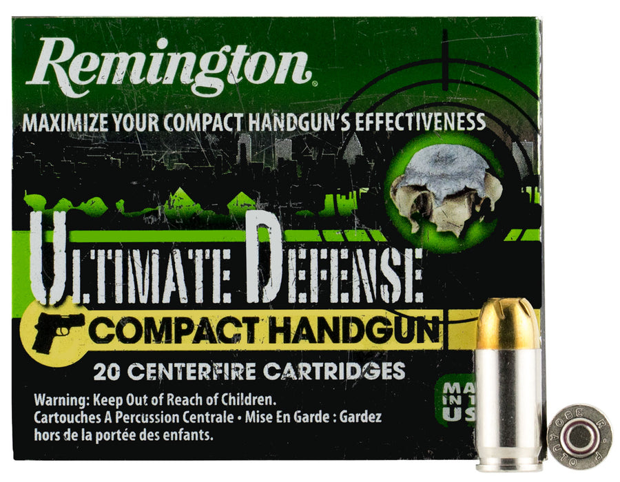 Remington Ammunition 28964 Ultimate Defense Compact 380 ACP 102 gr 815 fps Brass Jacket Hollow Point (BJHP) 20 Bx/25 Cs