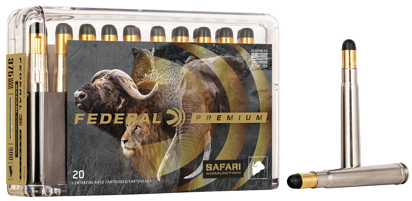 Federal P375WH Premium Safari Cape-Shok 375 H&H Mag 300 gr 2500 fps Woodleigh Hydro Solid (WHCS) 20 Bx/10 Cs