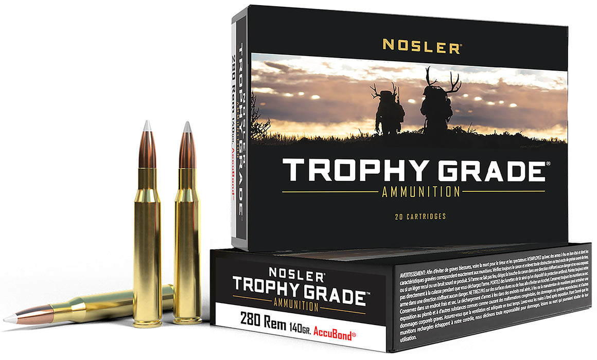 Nosler 48545 Trophy Grade  280 Rem 140 gr 3000 fps Nosler AccuBond 20 Bx/10 Cs