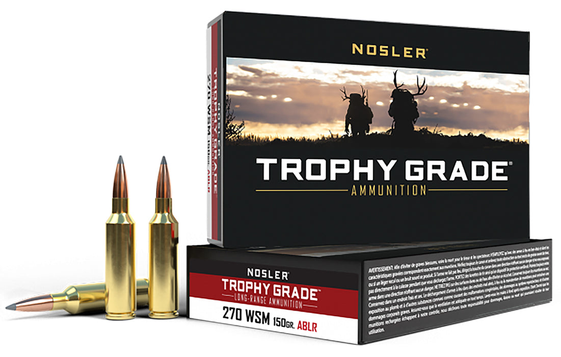 Nosler 60114 Trophy Grade Long-Range  270 WSM 150 gr 3050 fps Nosler Spitzer AccuBond-Long Range (SABLR) 20 Bx/10 Cs