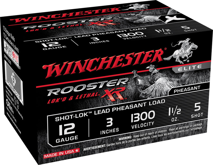 Winchester Ammo SRXR1235 Rooster XR Shot-Lok 12 Gauge 3" 1 1/2 oz 1300 fps 5 Shot 15 Bx/10 Cs