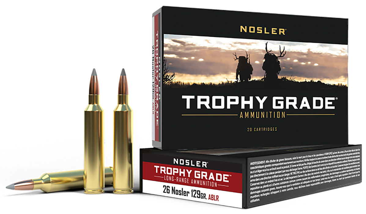 Nosler 60110 Trophy Grade Long-Range  26 Nosler 129 gr 3400 fps Nosler Spitzer AccuBond-Long Range (SABLR) 20 Bx/10 Cs