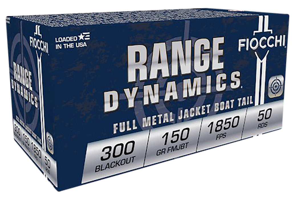 Fiocchi 300BLKC Range Dynamics  300 Blackout 150 gr 1950 fps Full Metal Jacket Boat-Tail (FMJBT) 50 Bx/10 Cs