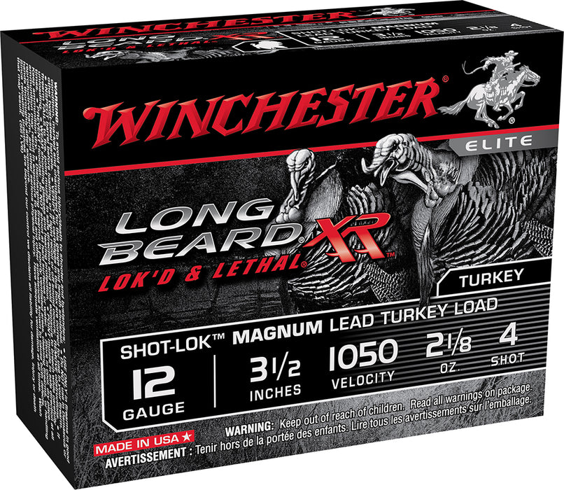 Winchester Ammo STLB12LM4 Long Beard XR Shot-Lok Magnum 12 Gauge 3.50" 2 1/8 oz 1050 fps 4 Shot 10 Bx/10 Cs