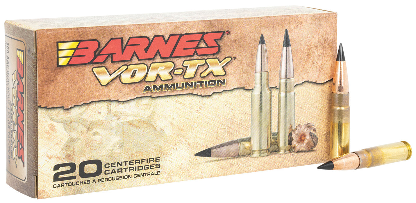 Barnes Bullets 30827 VOR-TX  300 Blackout 120 gr 2100 fps TAC-TX Boat-Tail 20 Bx/10 Cs