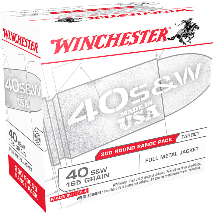 Winchester Ammo USA40W USA  40 S&W 165 gr Full Metal Jacket (FMJ) 200 Bx/3 Cs (Range Pack)