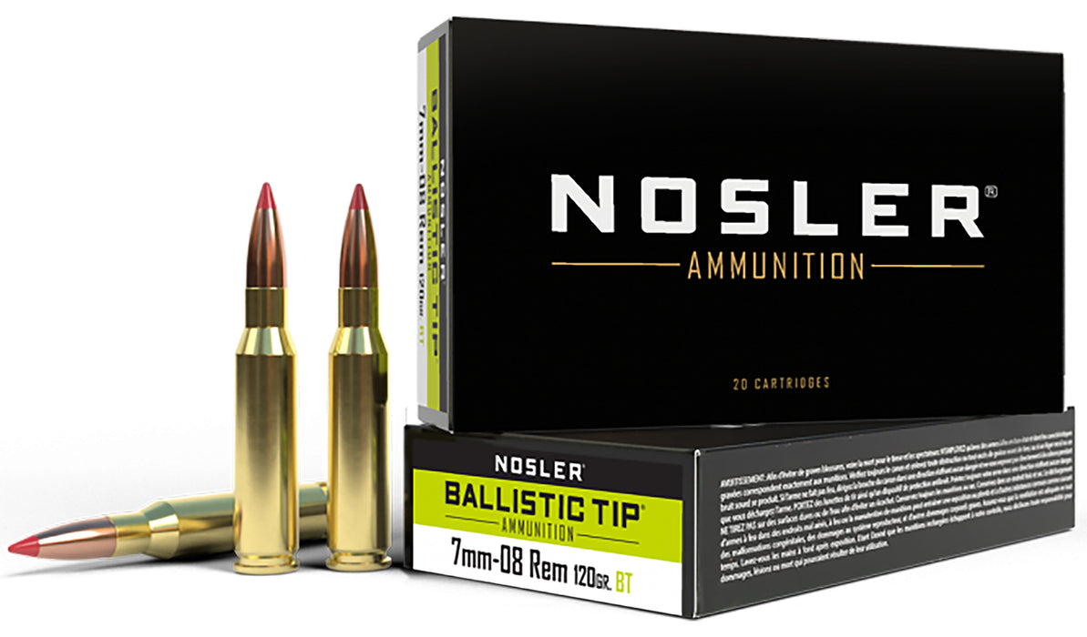 Nosler 40060 Ballistic Tip  7mm-08 Rem 120 gr 3000 fps Spitzer Ballistic Tip (SBT) 20 Bx/10 Cs