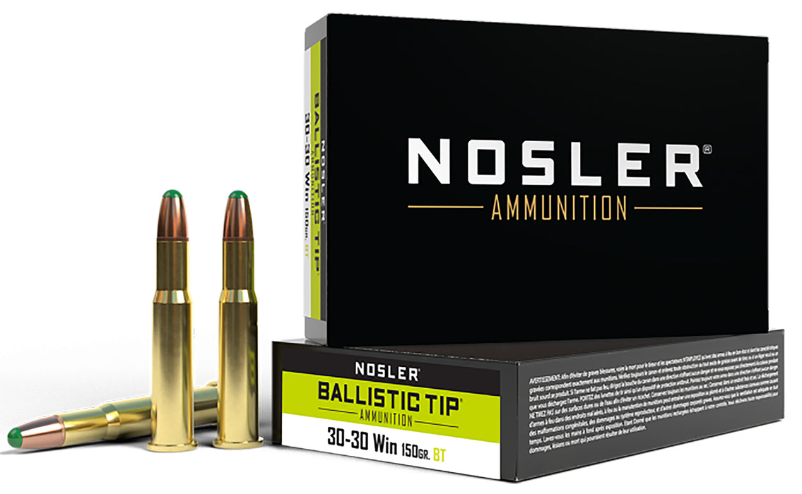 Nosler 40065 Ballistic Tip  30-30 Win 150 gr 2100 fps Round Nose Ballistic Tip (RNBT) 20 Bx/10 Cs