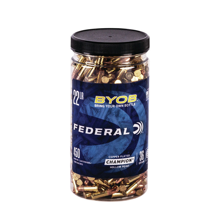 Federal 750BTL450 Champion Training BYOB 22 LR 36 gr Copper Plated Hollow Point (CPHP) 450 Bx/8 Cs