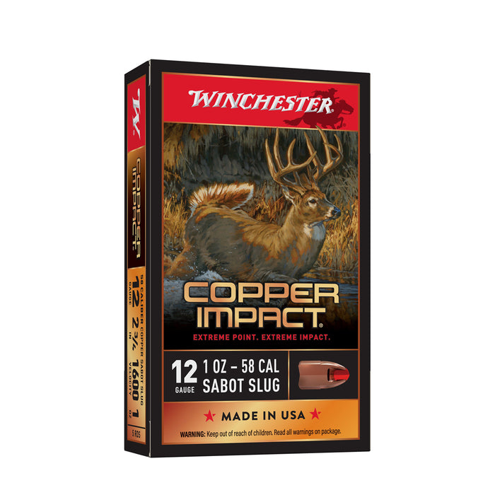 Winchester Ammo X12CLF Copper Impact  12 Gauge 2.75" 1 oz 1600 fps Sabot Slug Shot 5 Bx/20 Cs