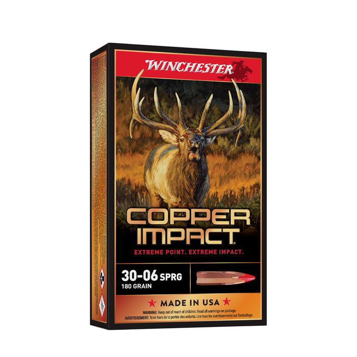 Winchester Ammo X3006CLF2 Copper Impact  30-06 Springfield 180 gr 2725 fps Copper Extreme Point Lead-Free 20 Bx/10 Cs