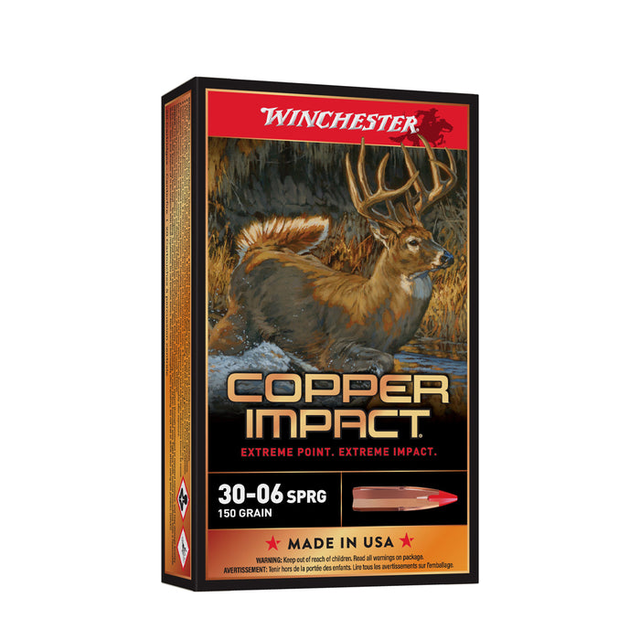 Winchester Ammo X3006CLF Copper Impact  30-06 Springfield 150 gr 2920 fps Copper Extreme Point Lead-Free 20 Bx/10 Cs